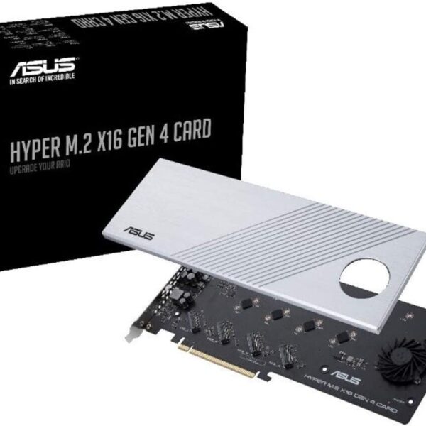 ASUS Hyper M.2 X16 PCIe 4.0 X4 Expansion Card Supports 4 NVMe M.2 (2242/2260/2280/22110) up to 256Gbps for AMD 3rd Ryzen sTRX40, AM4 Socket and Intel VROC NVMe Raid