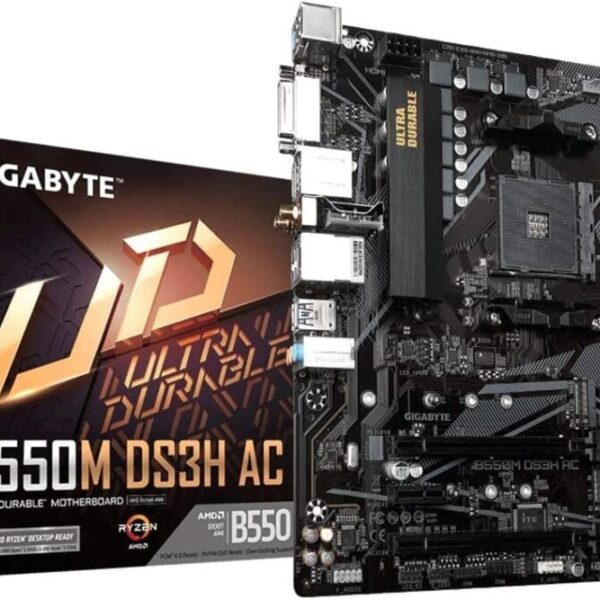 GIGABYTE B550M DS3H AC (AM4 AMD/B550/Micro ATX/Dual M.2/SATA 6Gb/s/USB 3.2 Gen 1/PCIe 4.0/HMDI/DVI/DDR4/Motherboard)