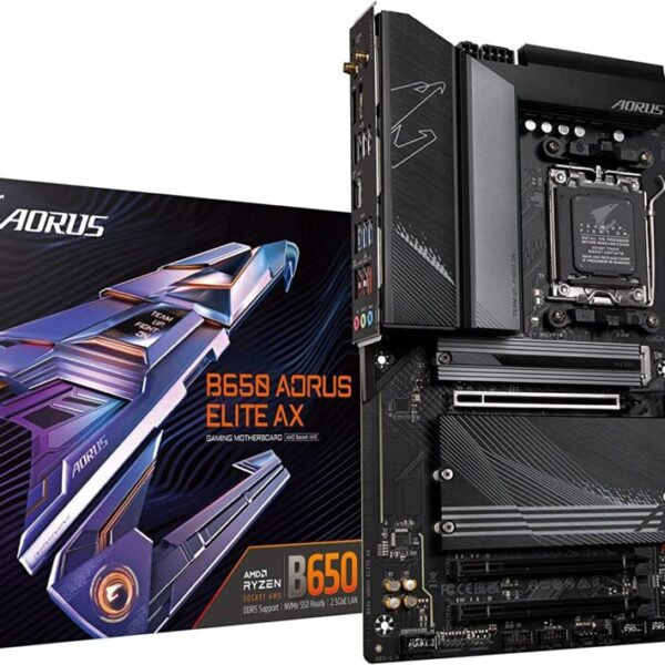 GIGABYTE B650 AORUS Elite AX (AM5/ LGA 1718/ AMD B650/ ATX/ 5-Year Warranty/ DDR5/ M.2/ PCIe 5.0/ USB 3.2 Gen2X2 Type-C/WiFi 6E/ 2.5GbE LAN/Q-Flash Plus/EZ-Latch/Gaming Motherboard)