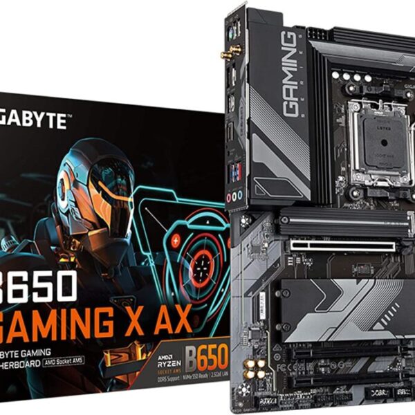 GIGABYTE B650 Gaming X AX (AM5/ LGA 1718/ AMD/ B650/ ATX/ 5-Year Warranty/ DDR5/ PCIe 4.0 M.2/ PCIe 4.0/ USB 3.2 Gen2x2 Type-C/AMD Wi-Fi 6E/ Realtek 2.5GbE LAN/Motherboard)