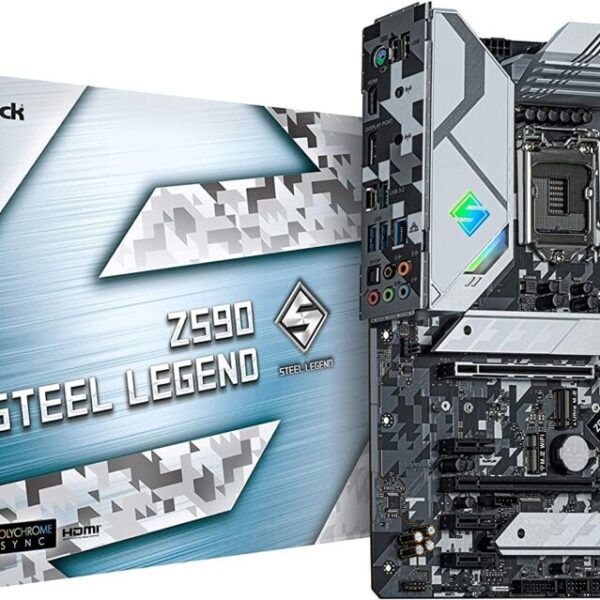 ASRock Z590 Steel Legend Compatible with Intel 10th and 11th Generation CPU (LGA1200) Z590 with Chipset