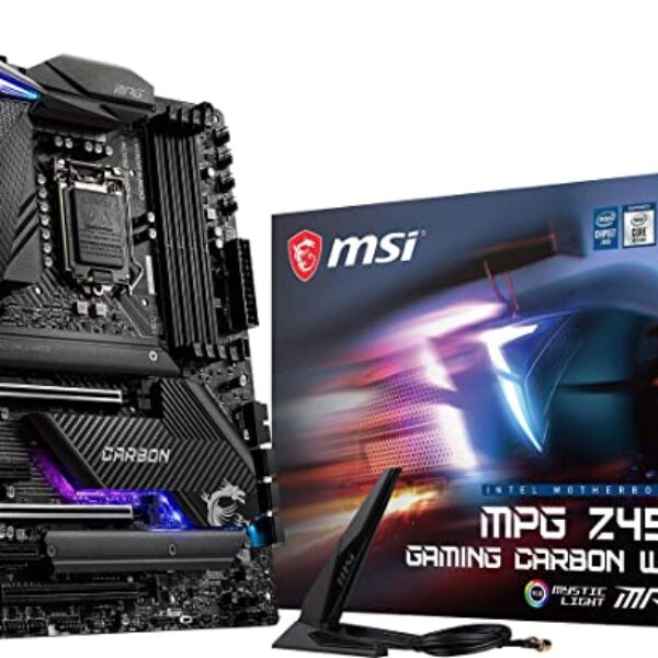 MSI MPG Z490 Gaming Carbon WiFi Gaming Motherboard (ATX, 10th Gen Intel Core, LGA 1200 Socket, DDR4, SLI/CF, Dual M.2 Slots, USB 3.2 Gen 2, Wi-Fi 6, DP/HDMI, Mystic Light RGB)